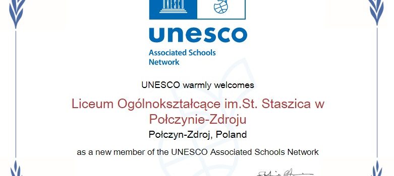 Jesteśmy w Sieci Szkół Stowarzyszonych UNESCO!